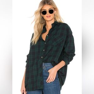 Revolve-Superdown Audriana Oversized Flannel Top in Green